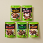짜장 덮밥소스 5종(직화+소고기+고추+오징어+비프유니) (각 1개씩)